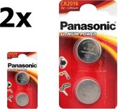 4 Stuks (2 Blisters a 2st) - Panasonic CR2016 Professional Electronics 3V 90mAh Lithium knoopcel