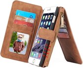 CASEME Apple iPhone 6/6s Luxe Lederen Portemonnee Hoesje - met backcover (bruin)