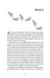 Pagina 15 uit 'Jouw Baby van Week tot Week' met tekst over de eerste dagen na de geboorte en voetsporen illustratie.