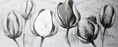 Schilderij - Handgeschilderd - Tulpen 150x60cm