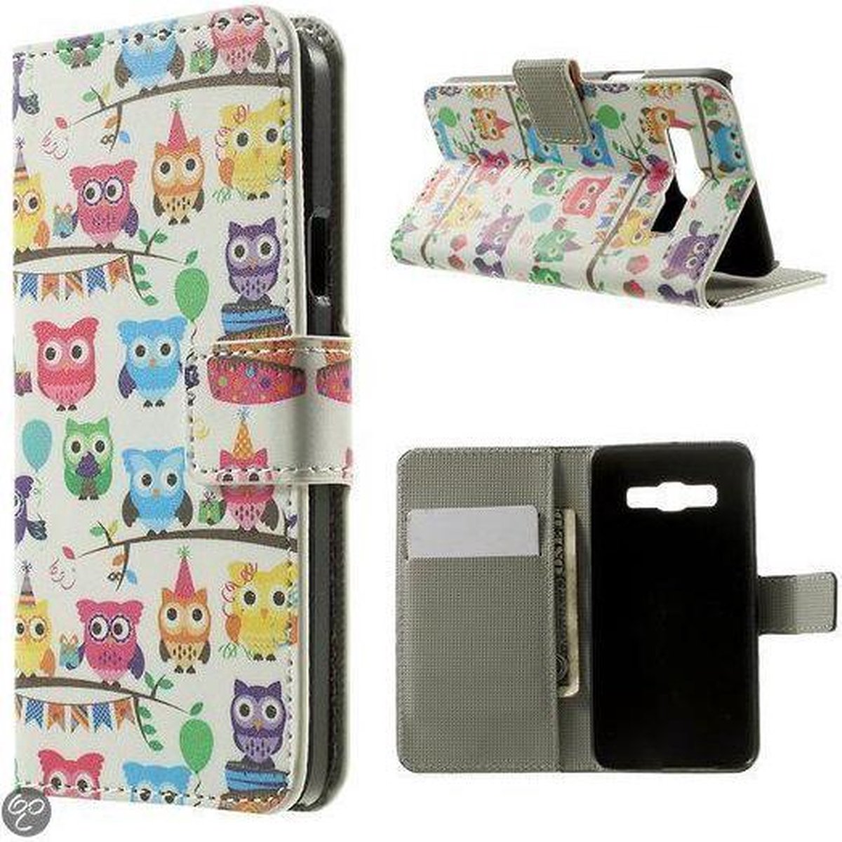 Uilen agenda wallet case Samsung Galaxy A3 hoesje