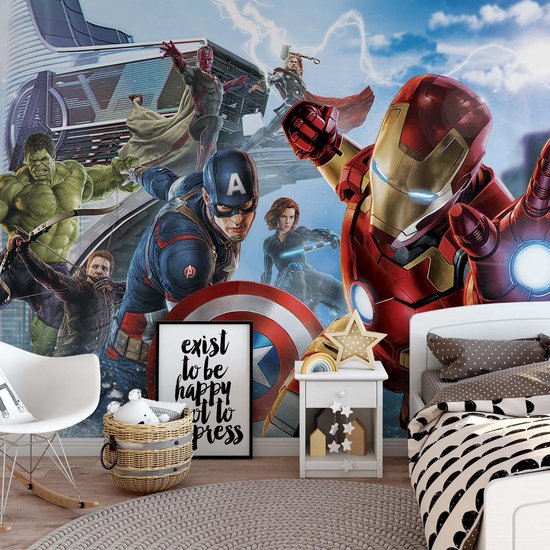Fotobehang Marvel Avengers Team | XXXL - 416cm x 254cm | 130g/m2 Vlies |  bol.com