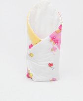 Inbakerdoek - Baby swaddle - 80x80cm - teddyberen in een tuin roze