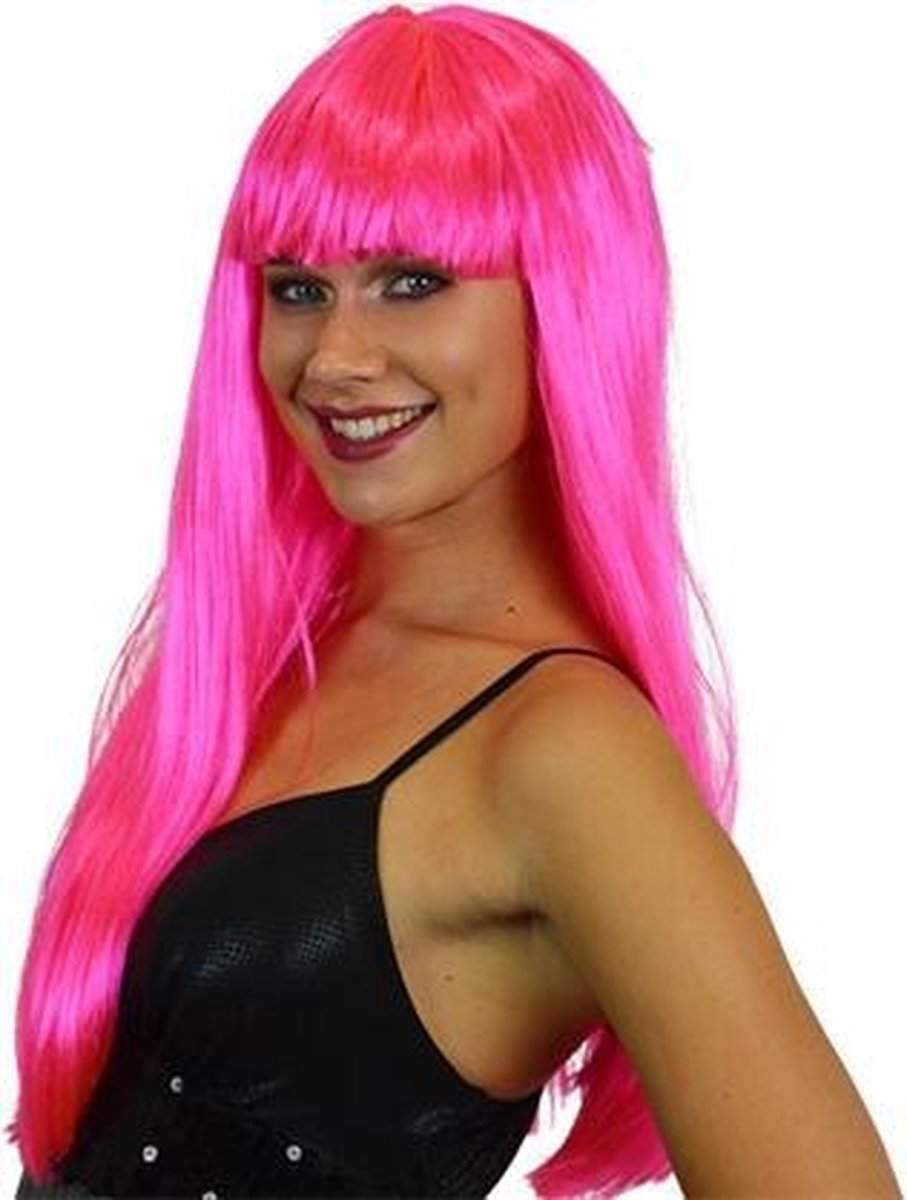 Pony pruik felroze