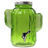 Cactus glazen drank dispenser / tap 4 liter