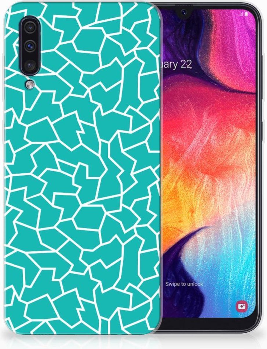 Samsung Galaxy A50 Hoesje maken Cracks Blue