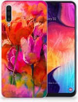 Protection Housse pour Samsung Galaxy A50 Coque Téléphone Tulipes
