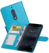 Nokia 5 Portemonnee hoesje booktype wallet case Turquoise