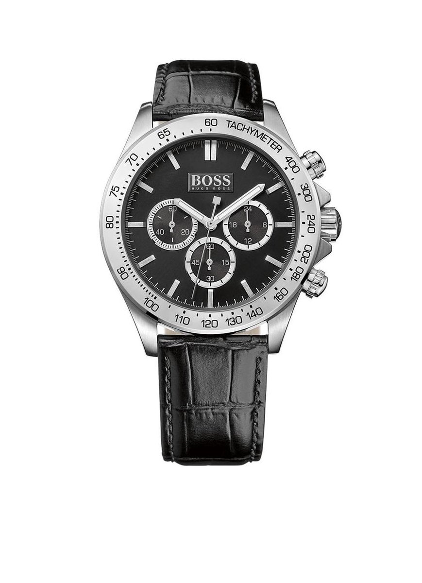 Hugo Boss HB1513178 Horloge - Leer - Zwart - 44 mm