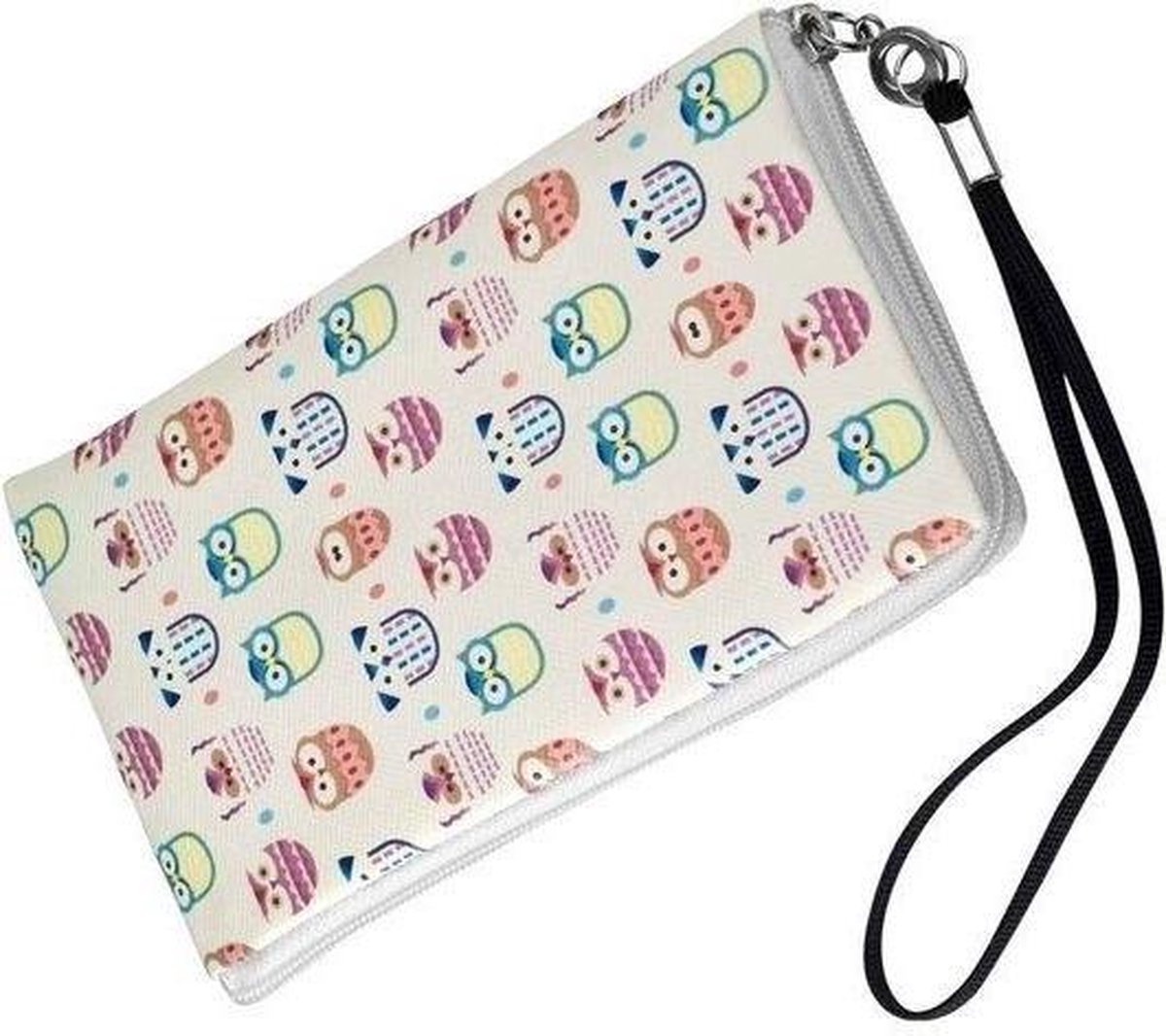 Uil design wit portemonnee etui tasje XL hoesje