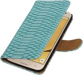 Turquoise Slang booktype wallet cover hoesje voor Samsung Galaxy J2 2016