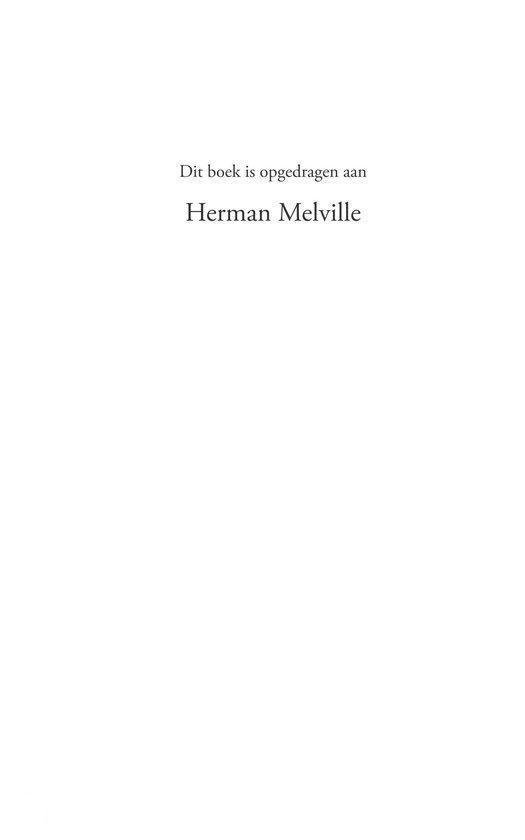 Dedicatiepagina met de tekst "Dit boek is opgedragen aan Herman Melville."