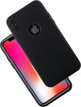 For iPhone X Pure Color siliconen 360 Full Coverage beschermings Back Cover hoesje(zwart)