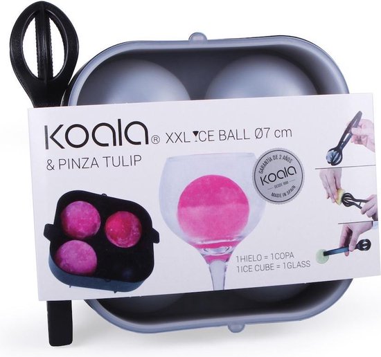 KOALA® XXL Ice Ball 4 stuks tray met tang en Gin Tonic-kruiden | bol.com