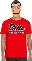 Rood Bella Ciao t-shirt maat M - met La Casa de Papel masker voor heren - kostuum