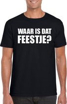 Waar is dat feestje heren T-shirt zwart XL