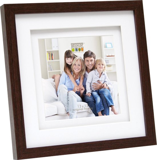 Fotolijst 10x15 in bruin met dubbele passepartout voor 1 foto