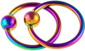 Fako Bijoux® - Ball Closure Piercing - Ring - 12mm - Multicolour - 2 Stuks
