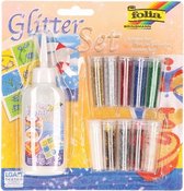 Glitter en confetti set met lijm 11 delig