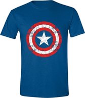 Captain America - Cracked Shield Mannen T-Shirt - Blauw - XL