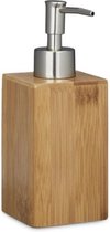 Zeepdispenser Bamboe badkamer/toilet - Staand - 250 ml - Bamboe - RVS
