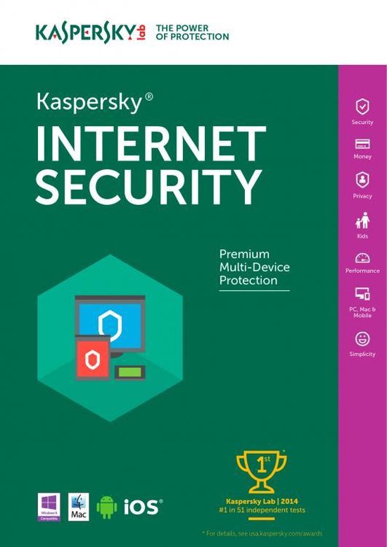 Kaspersky Internet Security 2016 1-pc 1 jaar directe download versie