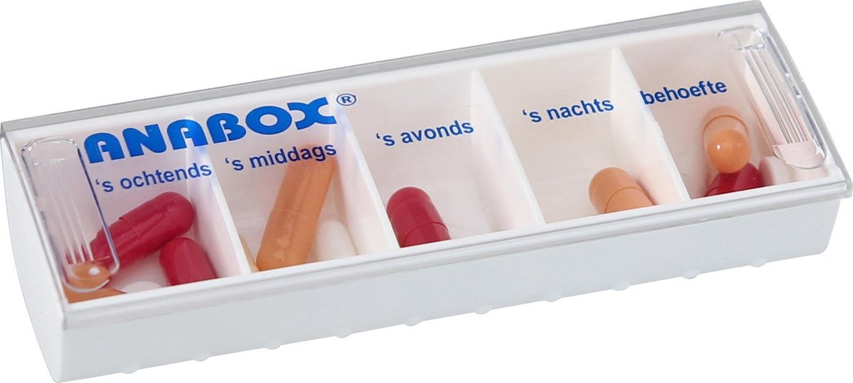 Anabox® Dagdoseerdoos Wit - Pillendoos - Medicijndoos - Medicijndoos.nl