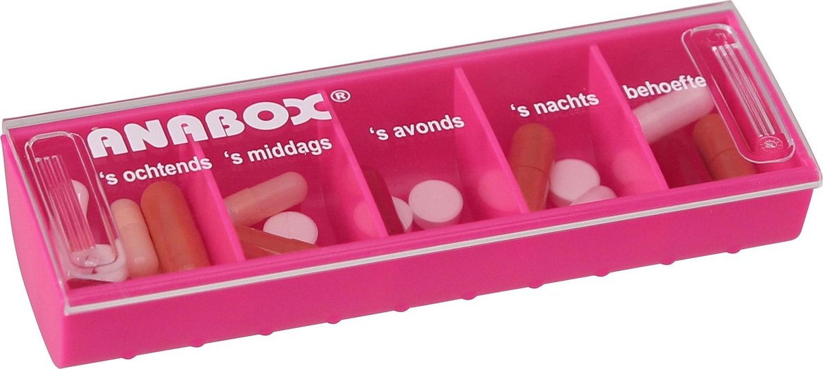 Anabox® Dagdoseerdoos Roze - Pillendoos - Medicijndoos - Medicijndoos.nl