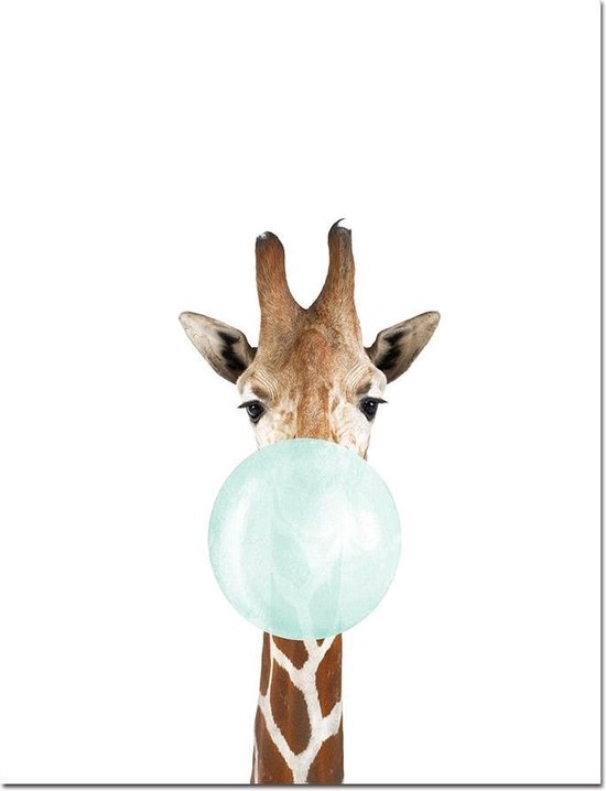 Poster City Affiche En Toile Design Girafe Avec Chewing Gum Vert Enfants Affiche Bol Com