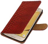 Mobieletelefoonhoesje.nl - Slang Bookstyle Hoesje voor Samsung Galaxy J1 (2016) Rood