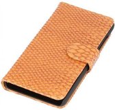 Snake Bookstyle Wallet Case Hoesjes voor LG Optimus L70 Bruin