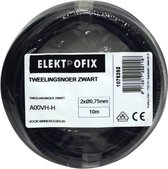 10 meter Elektrofix tweelingsnoer zwart, 2 x 0.75mm