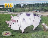 3D Puzzel Bouwpakket Varken - hout - gekleurd