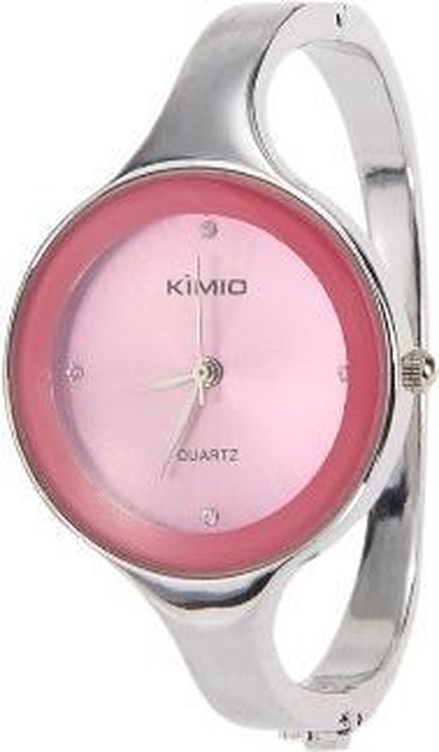 Kimio klassiek dames horloge armband - roze -33 mm - I-deLuxe verpakking |  bol.com