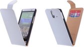 Classic Wit HTC One E8 PU Leder Flip Case Hoesje