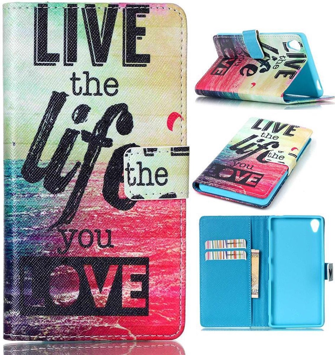 iCarer Live the life wallet case hoesje Sony Xperia XZ