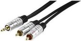 HQ - HQAS3458-1.5 - Audio / Video kabel, 3.5mm, RCA, 1.5m, zwart