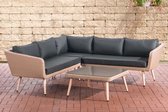 Clp Skara - Hoek loungeset - 1,25mm vlak Polyrattan - zand - antraciet 45 cm (lichtbruin)