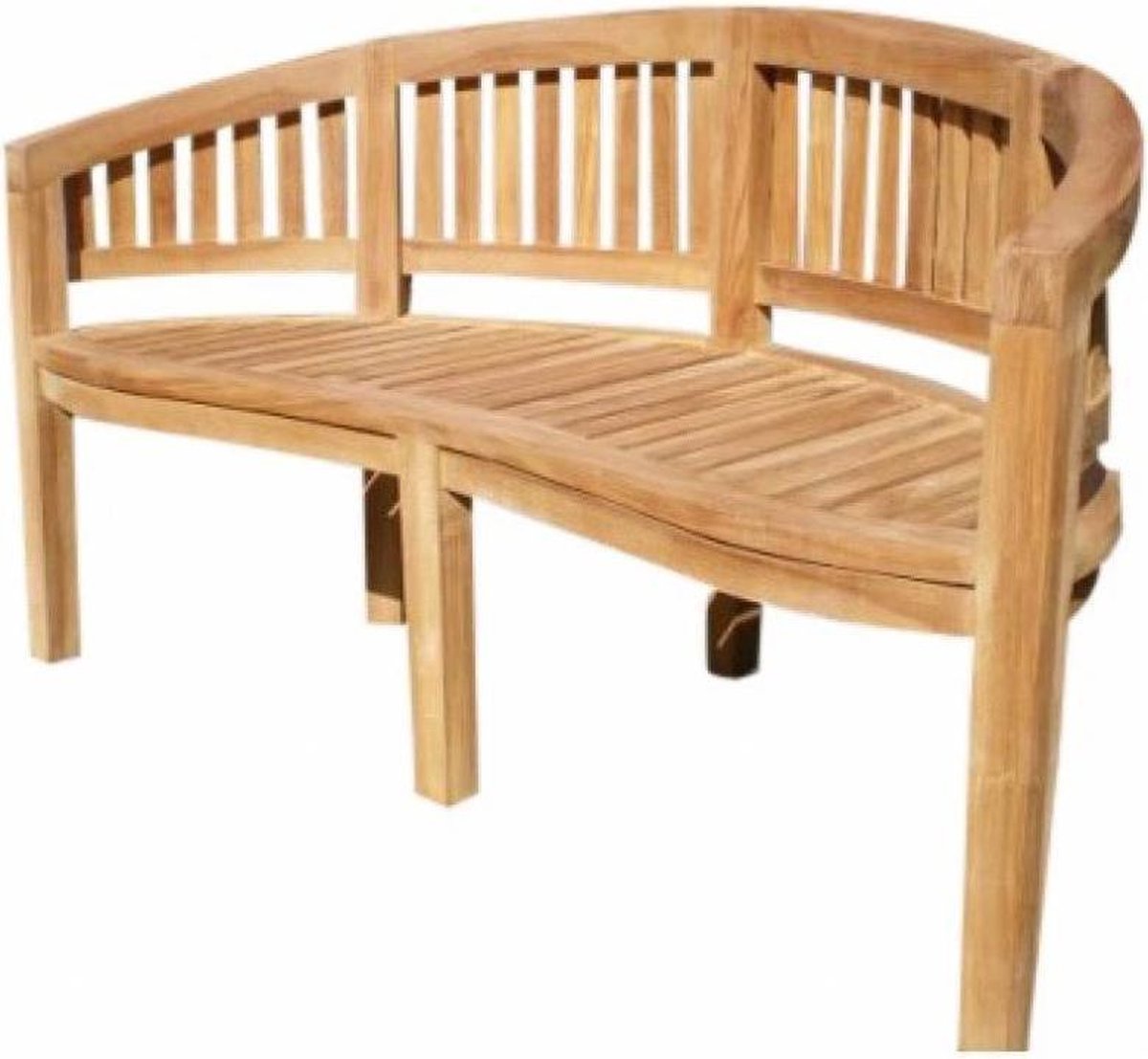 Bananen tuinbank 195 cm ronde rugleuning teak