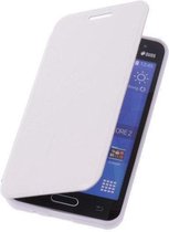 TPU Samsung Galaxy Core 2 G355H Booktype Lijn Motief Cover Wit