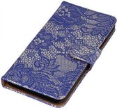 Lace Bookstyle Wallet Case Hoesjes Geschikt voor Huawei P9 Plus Blauw