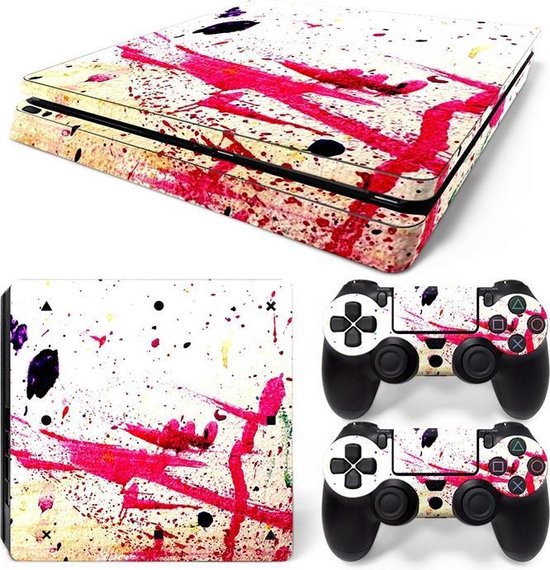 Playstation 4 Slim Sticker | PS4 Slim Console Skin | Paint Splash | Playstation 4 Slim Paint Splash skin Sticker | Console Skin + 2 Controller Skins