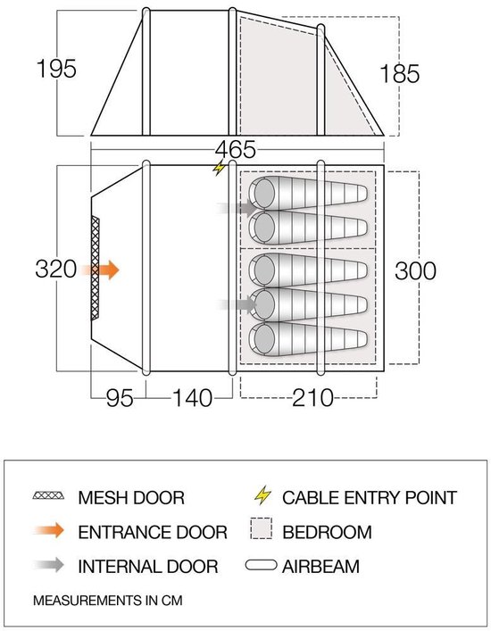 | Vango Winslow Air 500 Tent opblaasbaar groen Vango Winslow Air 500 tunneltent