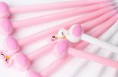 2 stuks Flamingo gelpennen wit en roze 0,5mm inktkleur zwart