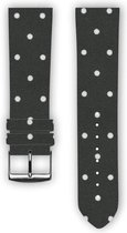100% katoenen horlogeband met leder (achterzijde) White dot 24 mm