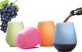 Onbreekbare wijnglazen - Premium wijnglas van siliconen - Handige vouwbare siliconen bekers - Bekers voor onderweg - BPA vrij - Set van 4 - Groen, Oranje, Blauw, Roze