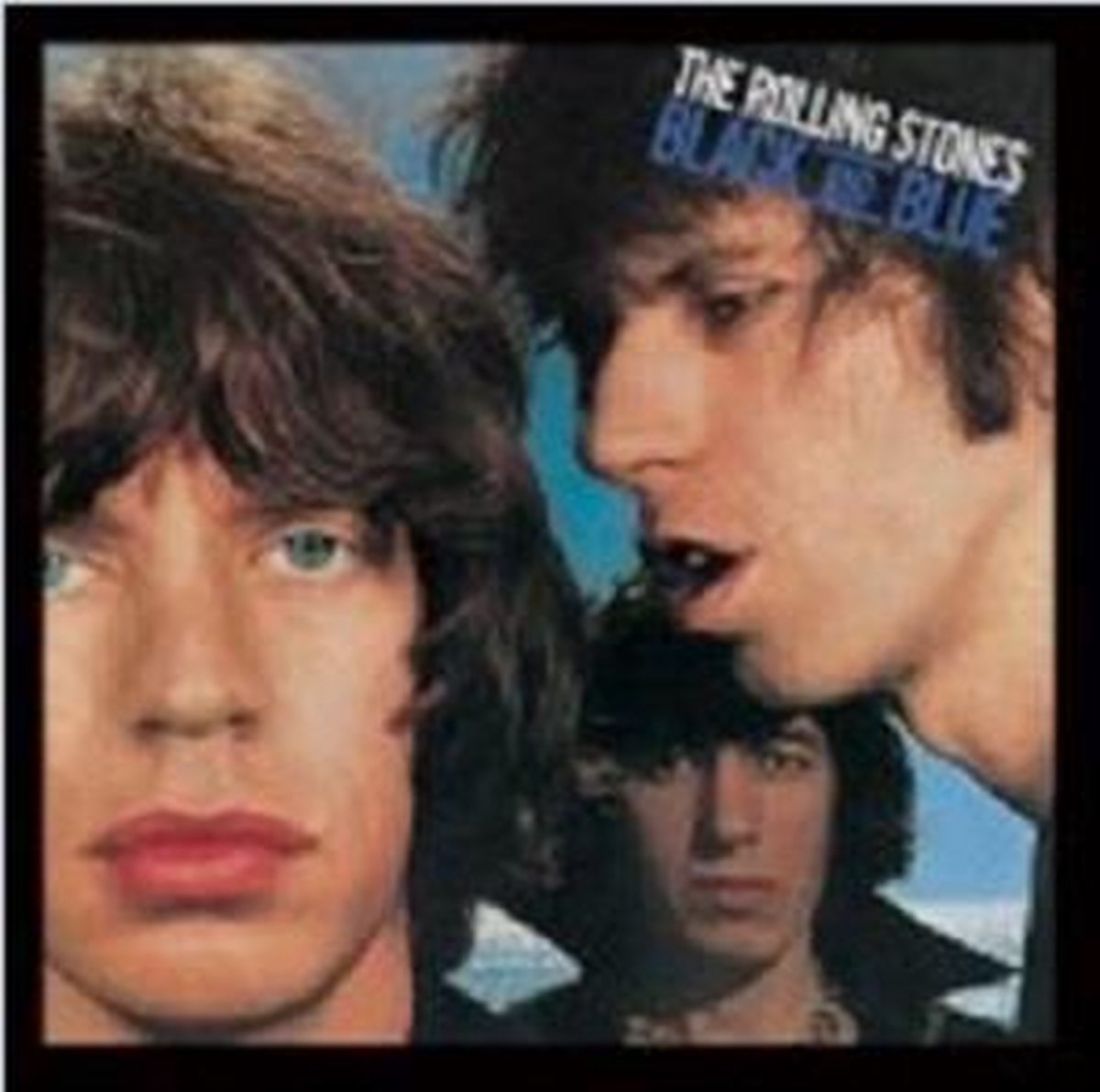 Black And Blue Rolling Stones Albumhoes Ingelijste Print in Houten raam