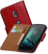 Pull Up TPU PU Leder Bookstyle Wallet Case Hoesjes voor Moto G4 Play Rood