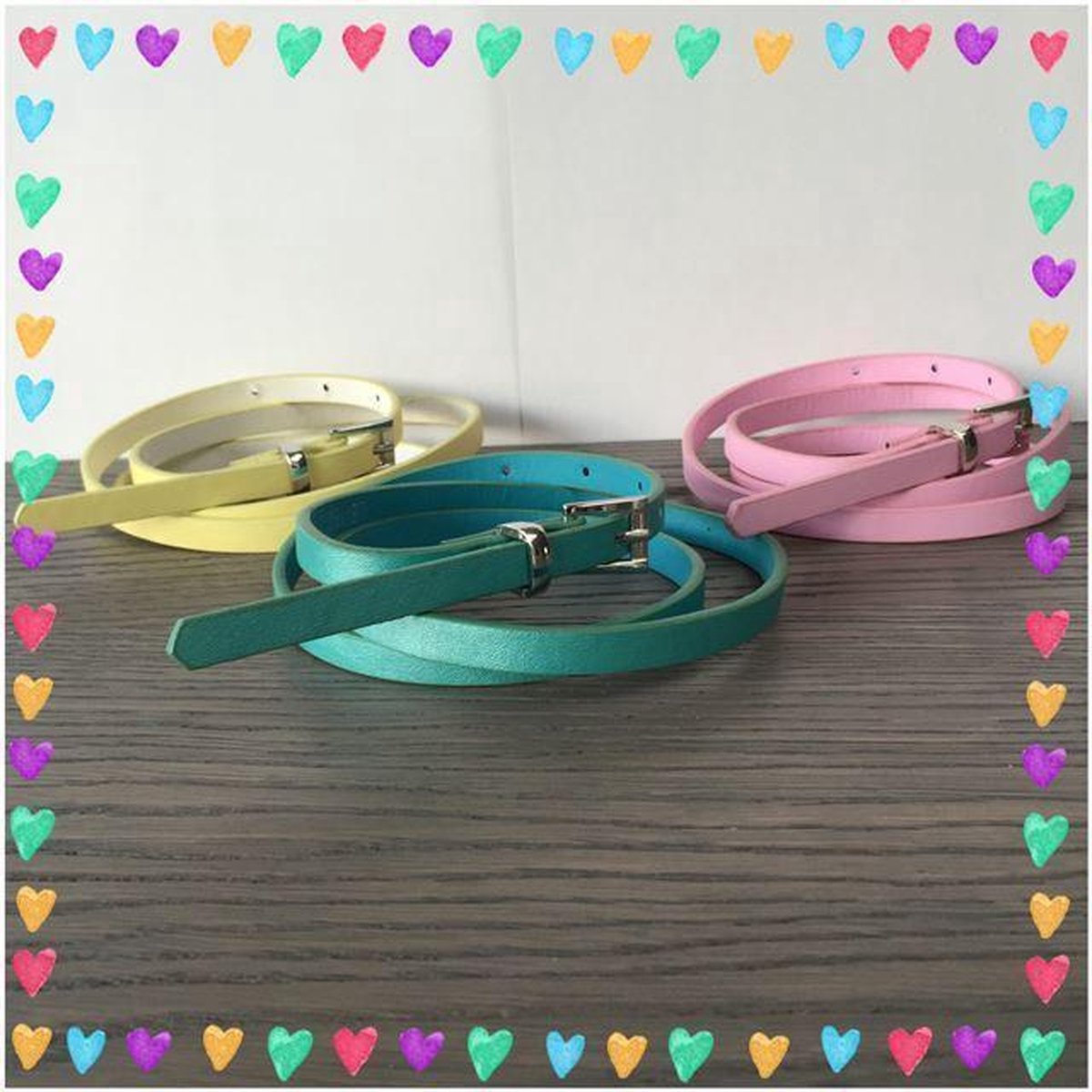 Riemen Set Metallic! Roze, Geel, Groen! 85 cm + 15 cm!
