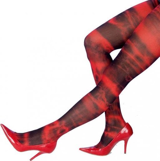Rood wit gestreepte panty - Vegaoo